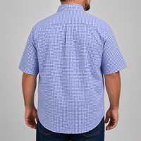 Camisa Cuadros Azul Manga Corta 100% Algodón Talla Extra 2615043