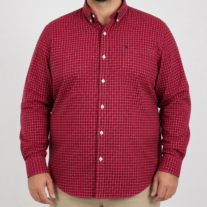 Camisa Cuadros Roja Manga Larga Talla Extra 100% Algodón 2212461