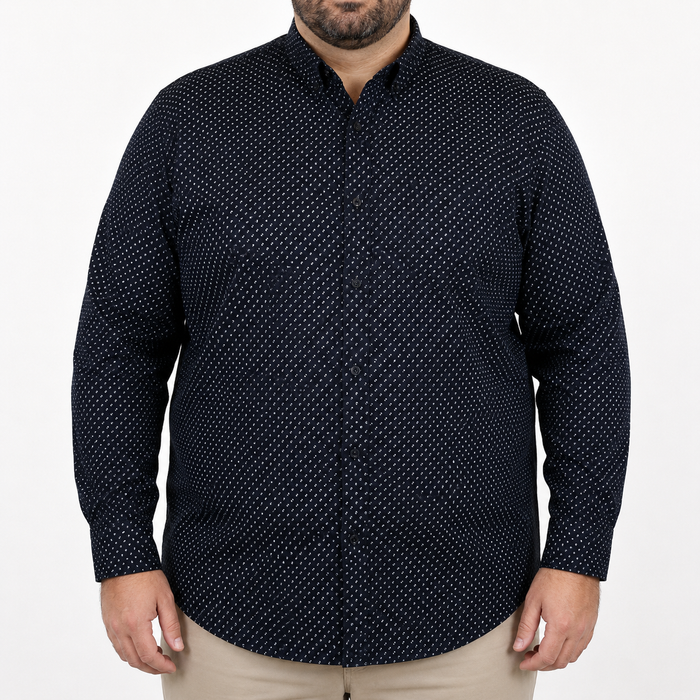 Camisa Estampada Azul Manga Larga Talla Extra 100% Algodón 2303058