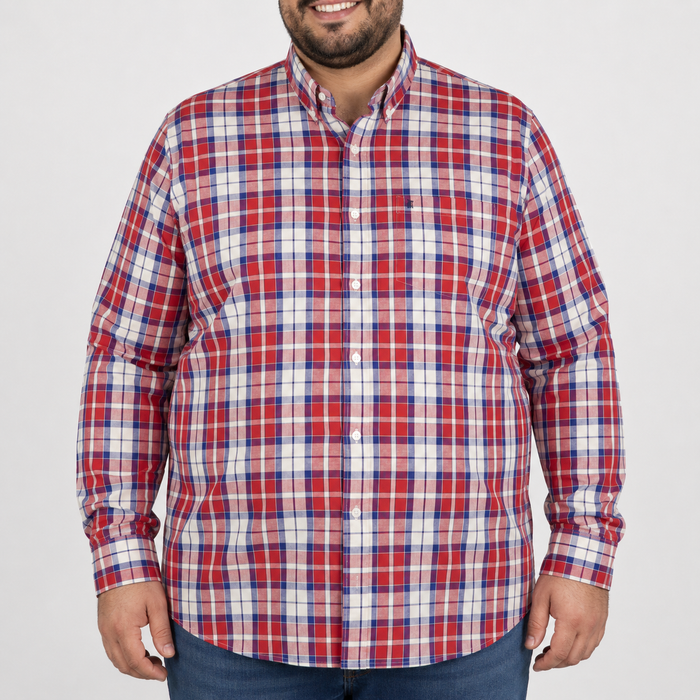 Camisa Cuadros Roja Manga Larga Talla Extra 100% Algodón 2305115
