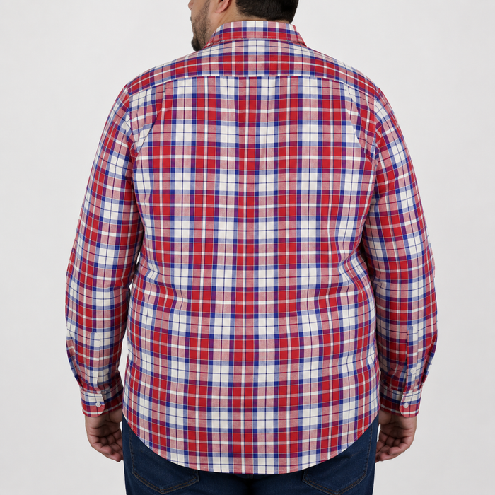 Camisa Cuadros Roja Manga Larga Talla Extra 100% Algodón 2305115