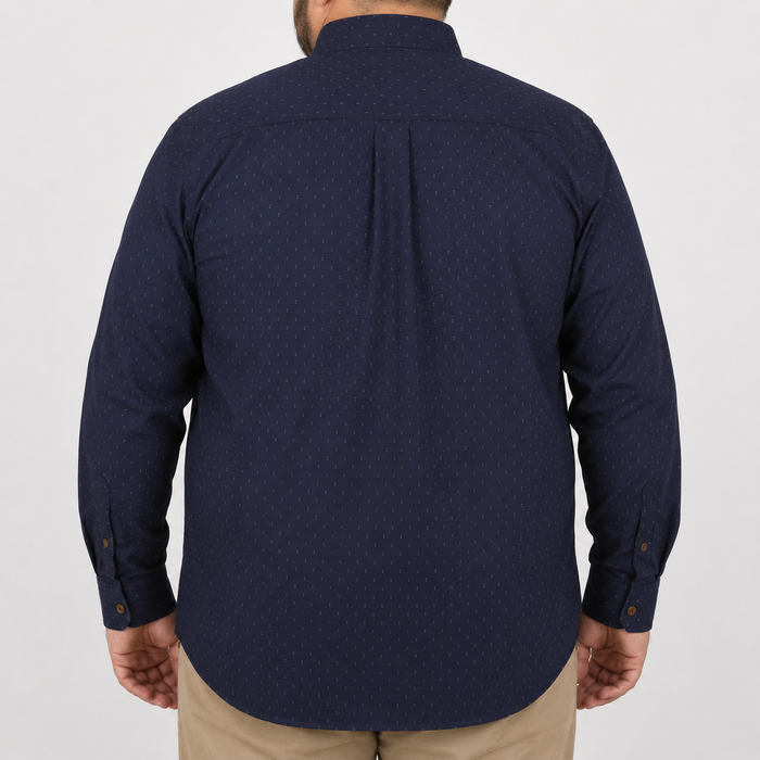 Camisa Estampada Azul Manga Larga Talla Extra 100% Algodón 2306003