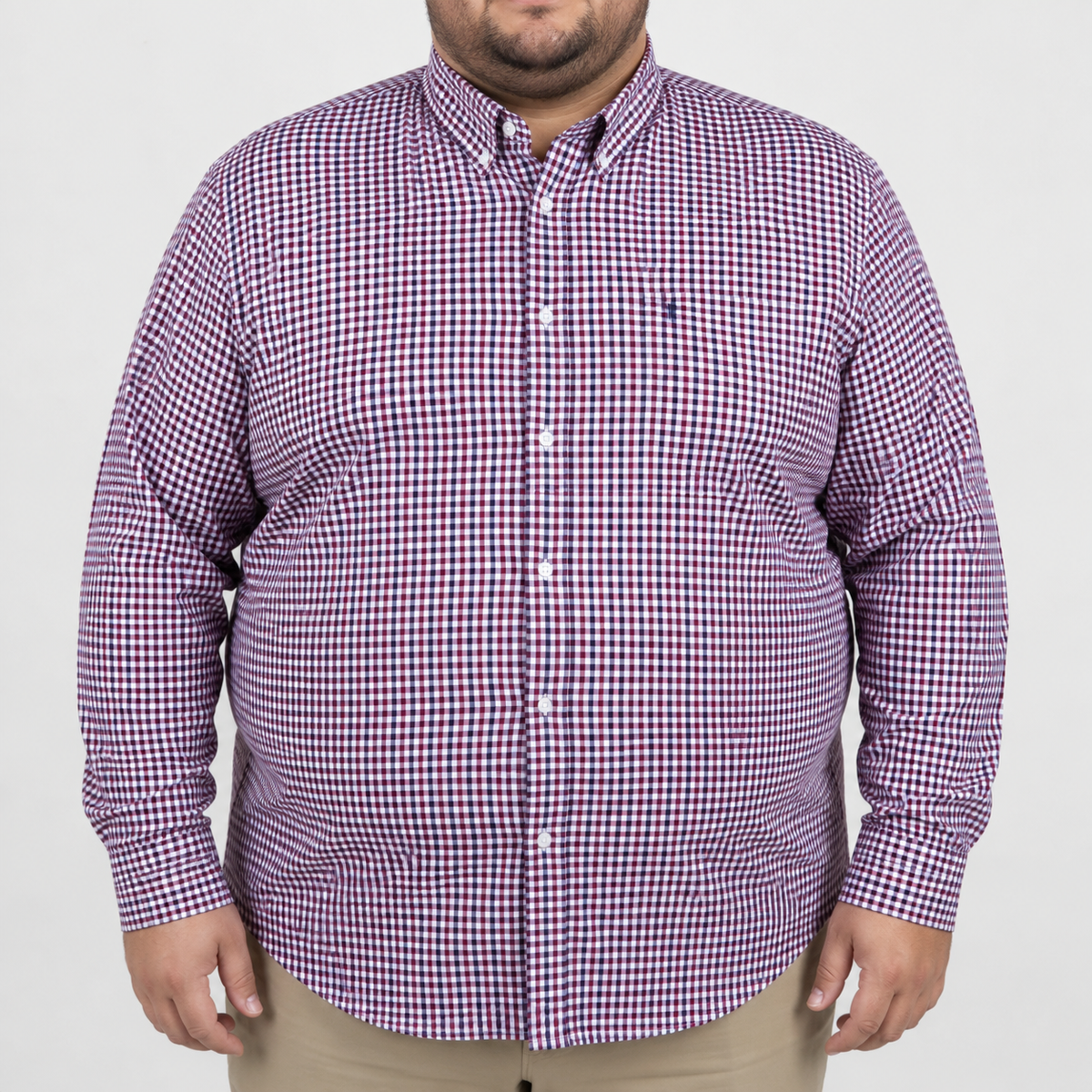 Camisa Cuadros Roja Manga Larga Talla Extra 100% Algodón 2501001