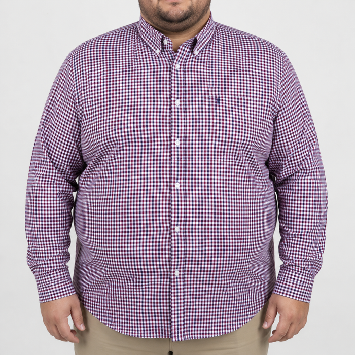 Camisa Cuadros Roja Manga Larga Talla Extra 100% Algodón 2501001