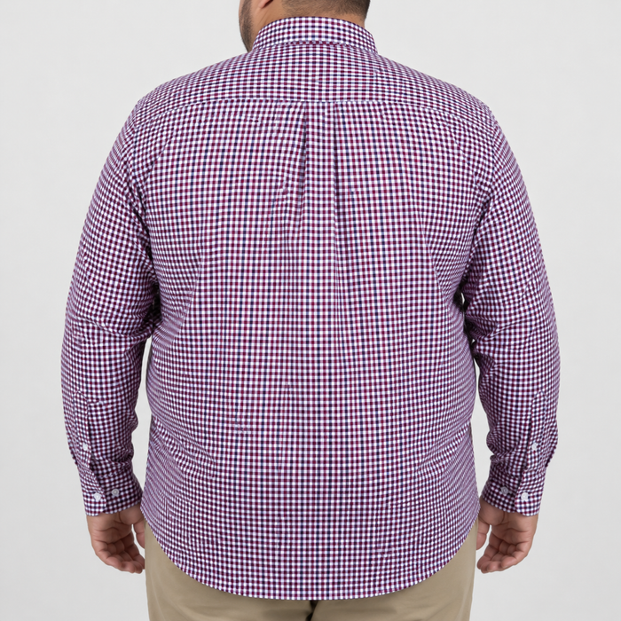 Camisa Cuadros Roja Manga Larga Talla Extra 100% Algodón 2501001