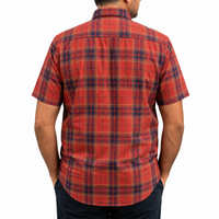 Camisa Cuadros Roja Manga Corta Talla Extra 100% Algodón 2510109