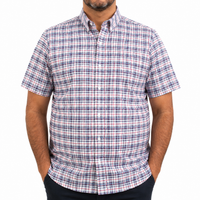 Camisa Cuadros Azul Manga Corta 100% Algodón Talla Extra 2601005