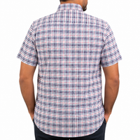 Camisa Cuadros Azul Manga Corta 100% Algodón Talla Extra 2601005
