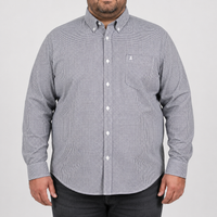Camisa Cuadros Negra Manga Larga 100% Algodón Talla Extra 2605067
