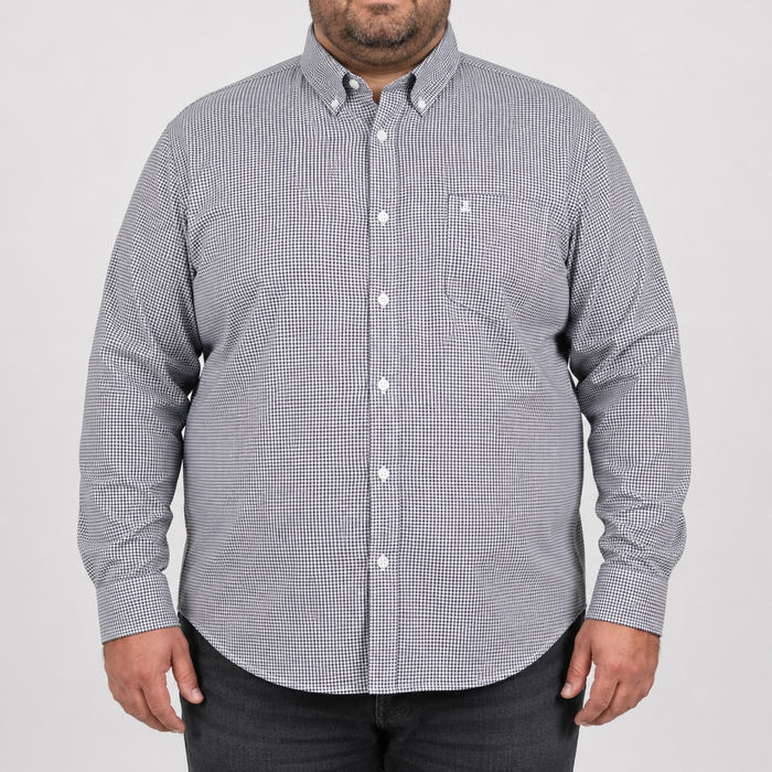 Camisa Cuadros Negra Manga Larga 100% Algodón Talla Extra 2605067