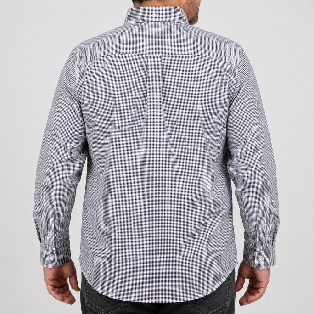 Camisa Cuadros Negra Manga Larga 100% Algodón Talla Extra 2605067