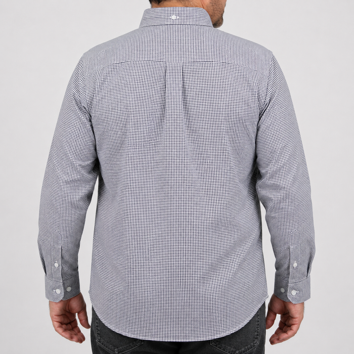 Camisa Cuadros Negra Manga Larga 100% Algodón Talla Extra 2605067