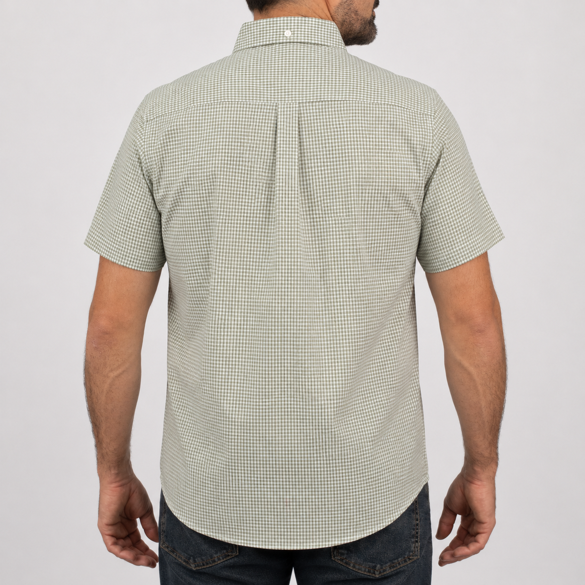 Camisa Cuadros Verde Manga Corta 100% Algodón Talla Extra 2605092