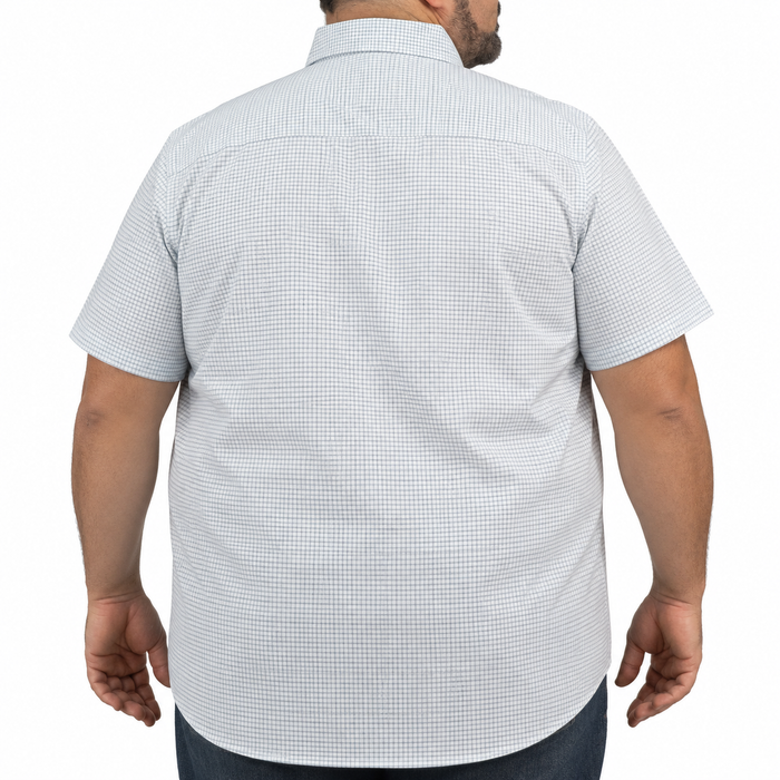 Camisa Cuadros Azul Manga Corta 100% Algodón Talla Extra 2606119