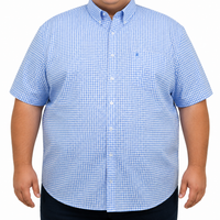 Camisa Cuadros Azul Manga Corta 100% Algodón Talla Extra 2615044