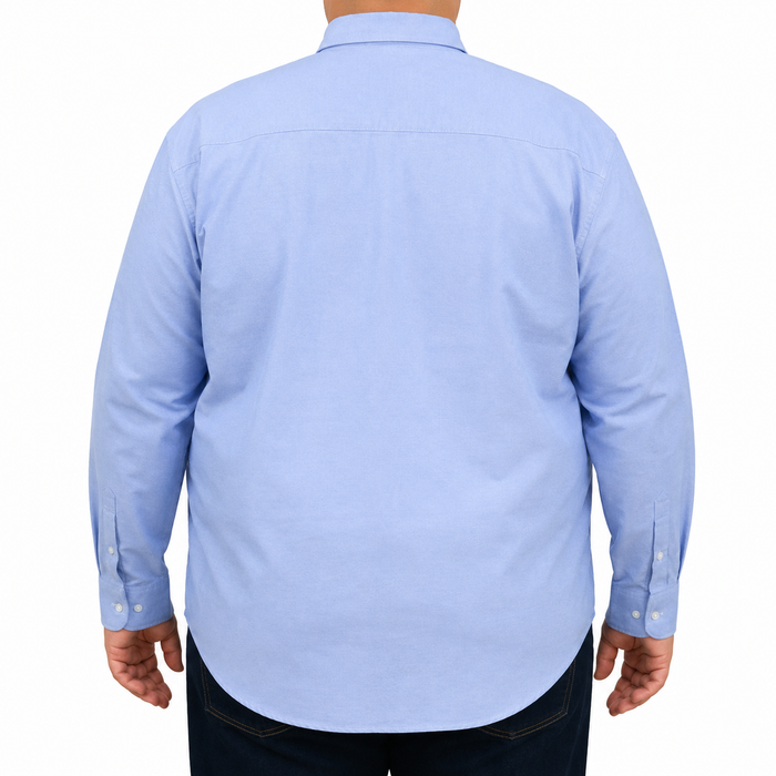 Camisa Azul Lisa Manga Larga 100% Algodón Talla Extra 2615039