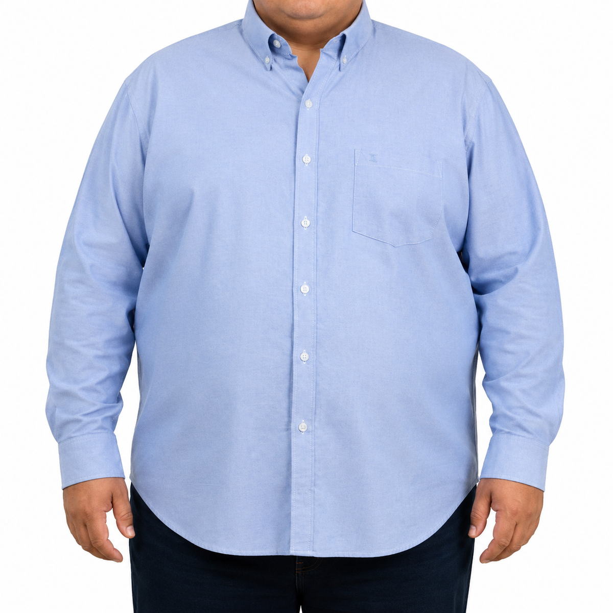 Camisa Azul Lisa Manga Larga 100% Algodón Talla Extra 2615039