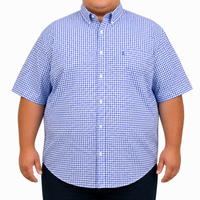 Camisa Cuadros Azul Manga Corta 100% Algodón Talla Extra 2615043