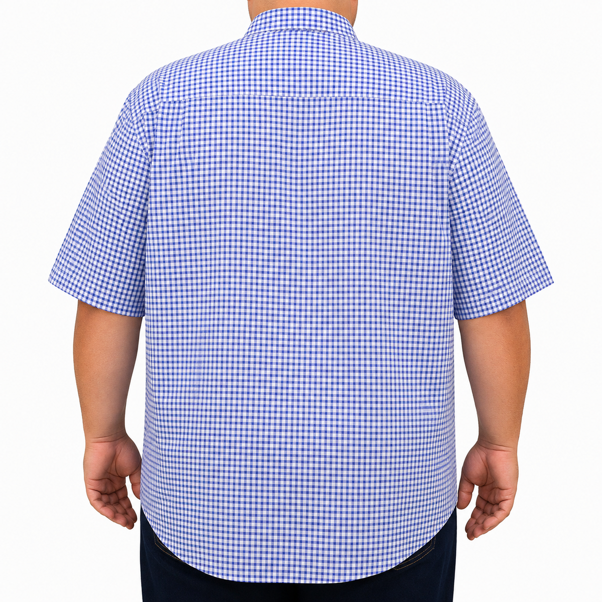 Camisa Cuadros Azul Manga Corta 100% Algodón Talla Extra 2615043