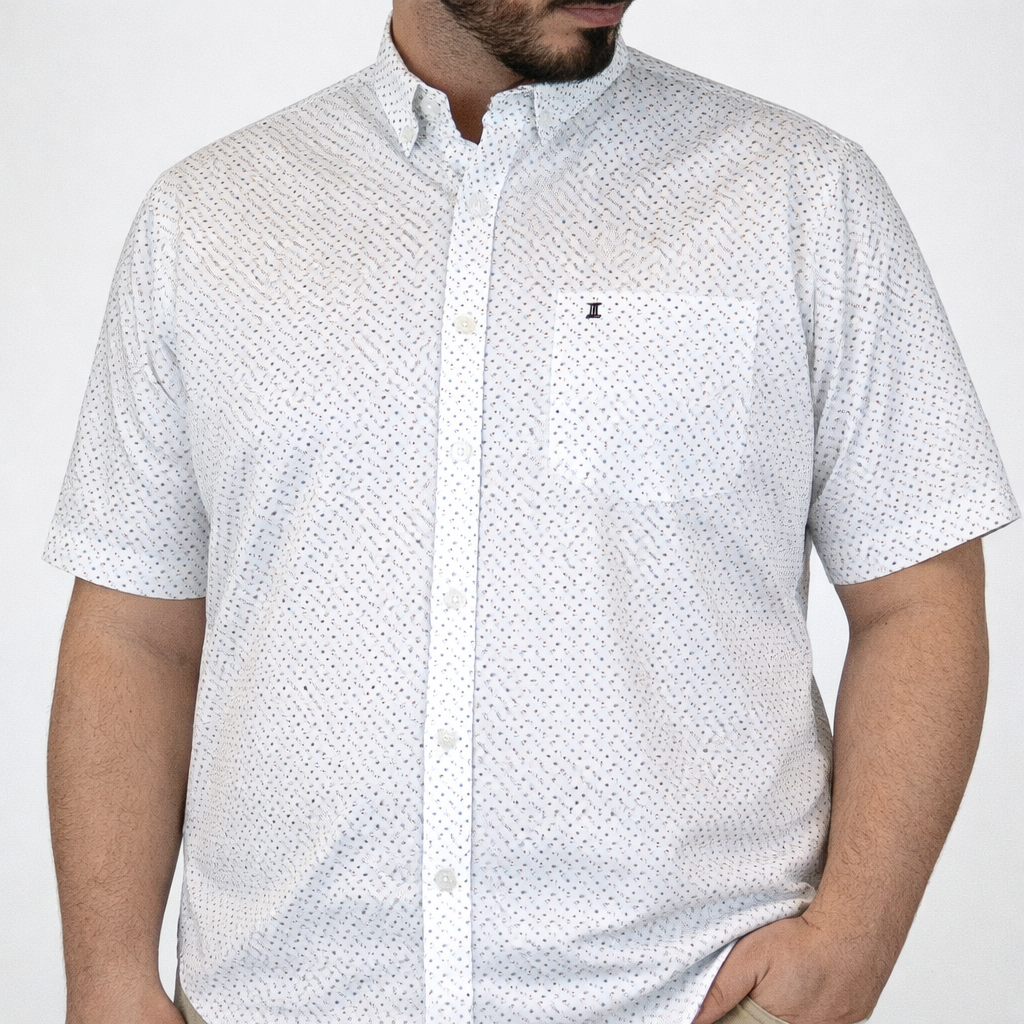 Camisa Casual Blanca Estilo Estampado Manga Corta Talla Extra 2307036 - dioromx
