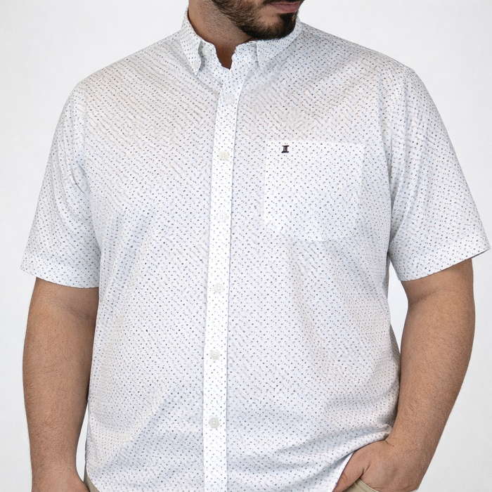 Camisa Casual Blanca Estilo Estampado Manga Corta Talla Extra 2307036 - dioromx