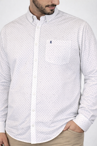 Camisa de Vestir Manga Larga Blanca con Estampado Talla Extra 2305141 - dioromx