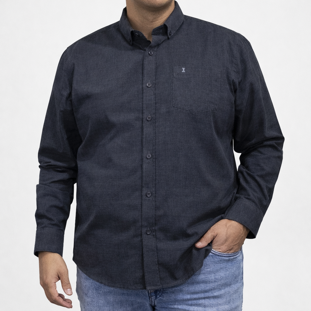 Camisa de Pana Manga Larga Negra Para Caballero Talla Extra 2410230 - dioromx