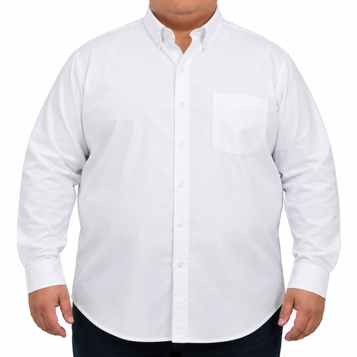 Camisa Blanca Lisa Manga Larga 100% Algodón Talla Extra 2615034