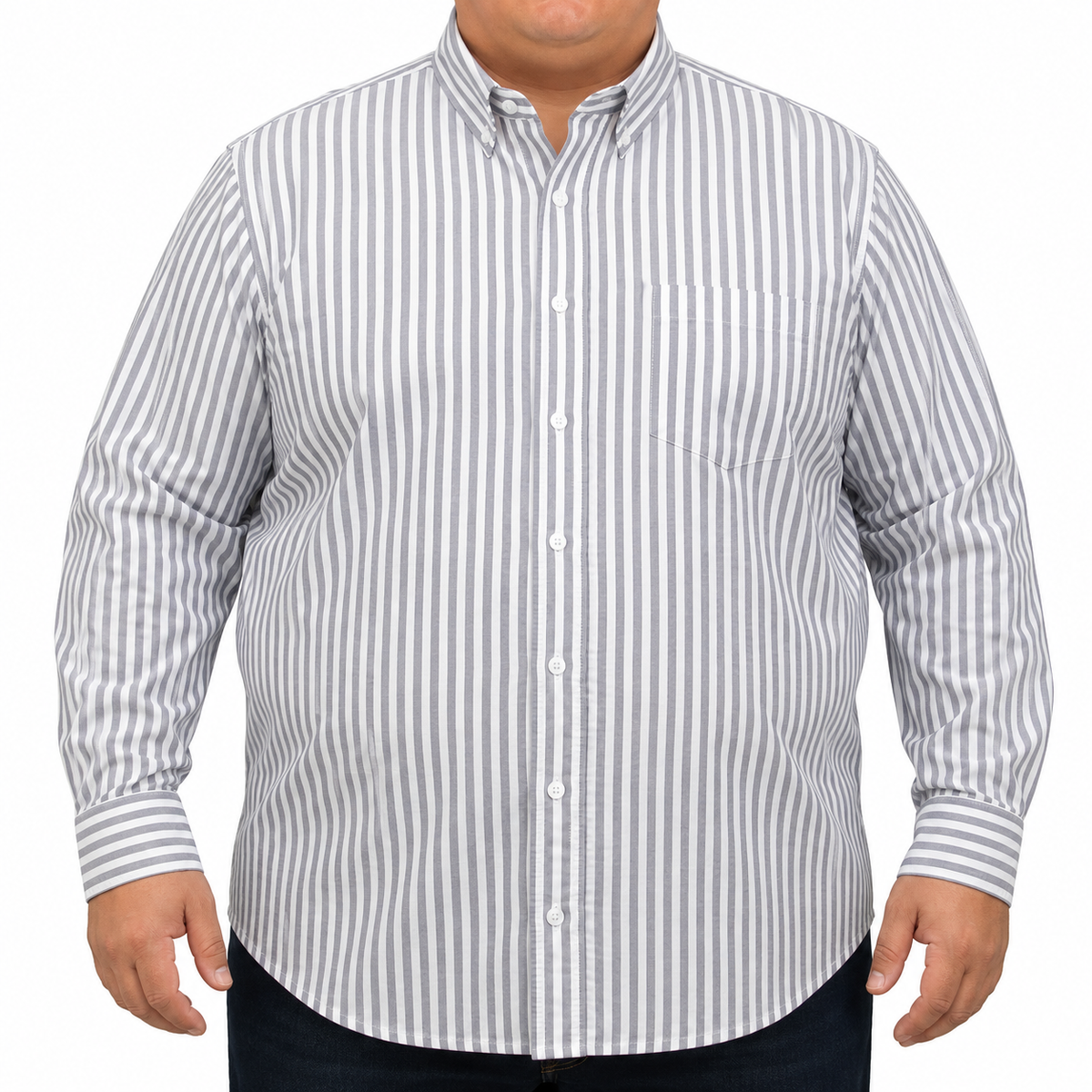 Camisa Rayas Gris Manga Larga 100% Algodón Talla Extra 2615038