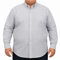 Camisa Rayas Gris Manga Larga 100% Algodón Talla Extra 2615038