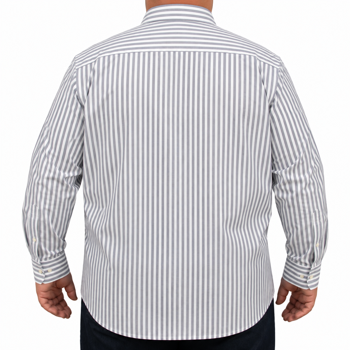 Camisa Rayas Gris Manga Larga 100% Algodón Talla Extra 2615038