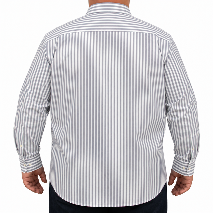 Camisa Rayas Gris Manga Larga 100% Algodón Talla Extra 2615038