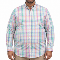Camisa Cuadros Multicolor Manga Larga 100% Algodón Talla Extra 2608150