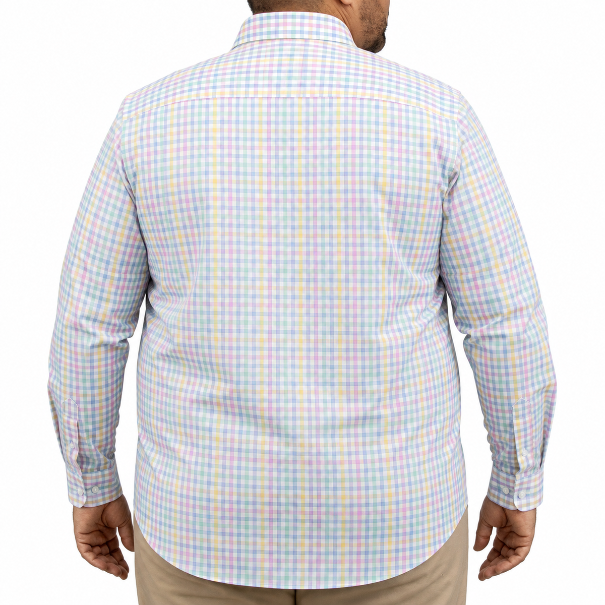 Camisa Cuadros Multicolor Manga Larga 100% Algodón Talla Extra 2608151