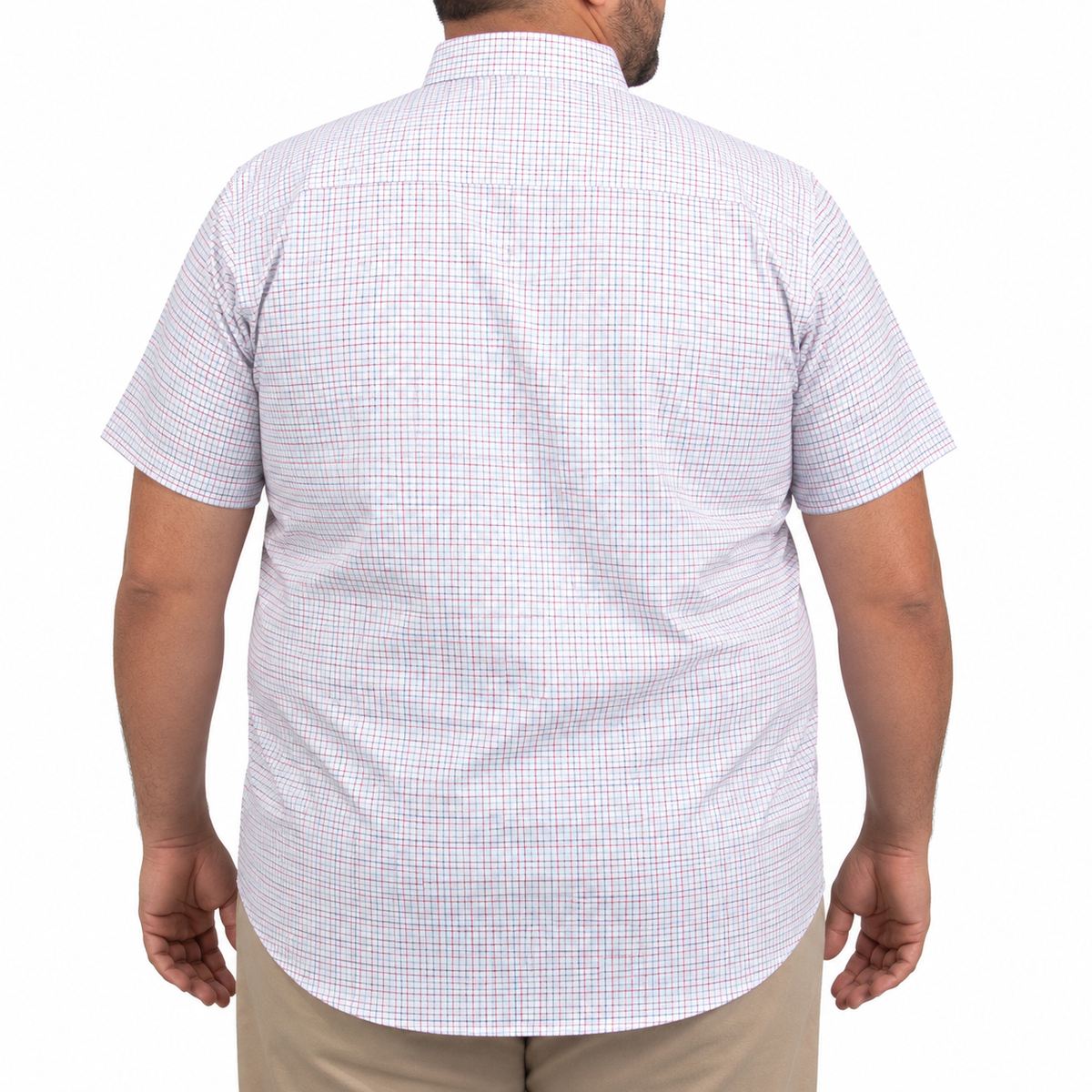 Camisa Cuadros Blanca Manga Corta 100% Algodón Talla Extra 2607141