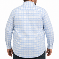 Camisa Cuadros Azul Manga Larga 100% Algodón Talla Extra 2607132