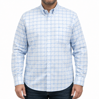 Camisa Cuadros Azul Manga Larga 100% Algodón Talla Extra 2607132