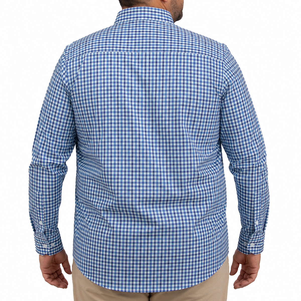 Camisa Cuadros Azul Manga Larga 100% Algodón Talla Extra 2607133