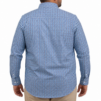 Camisa Cuadros Azul Manga Larga 100% Algodón Talla Extra 2607133