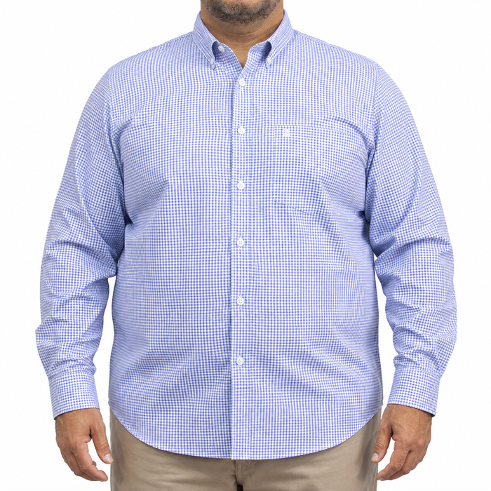 Camisa Cuadros Morado Manga Larga 100% Algodón Talla Extra 2607130