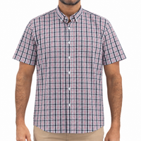 Camisa Azul de Cuadros con Manga Corta 2509205