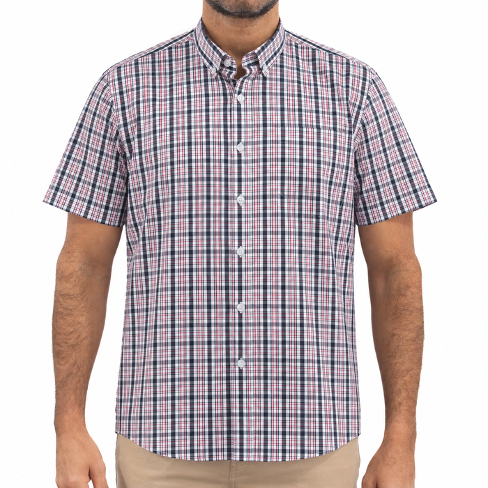 Camisa Azul de Cuadros con Manga Corta 2509205