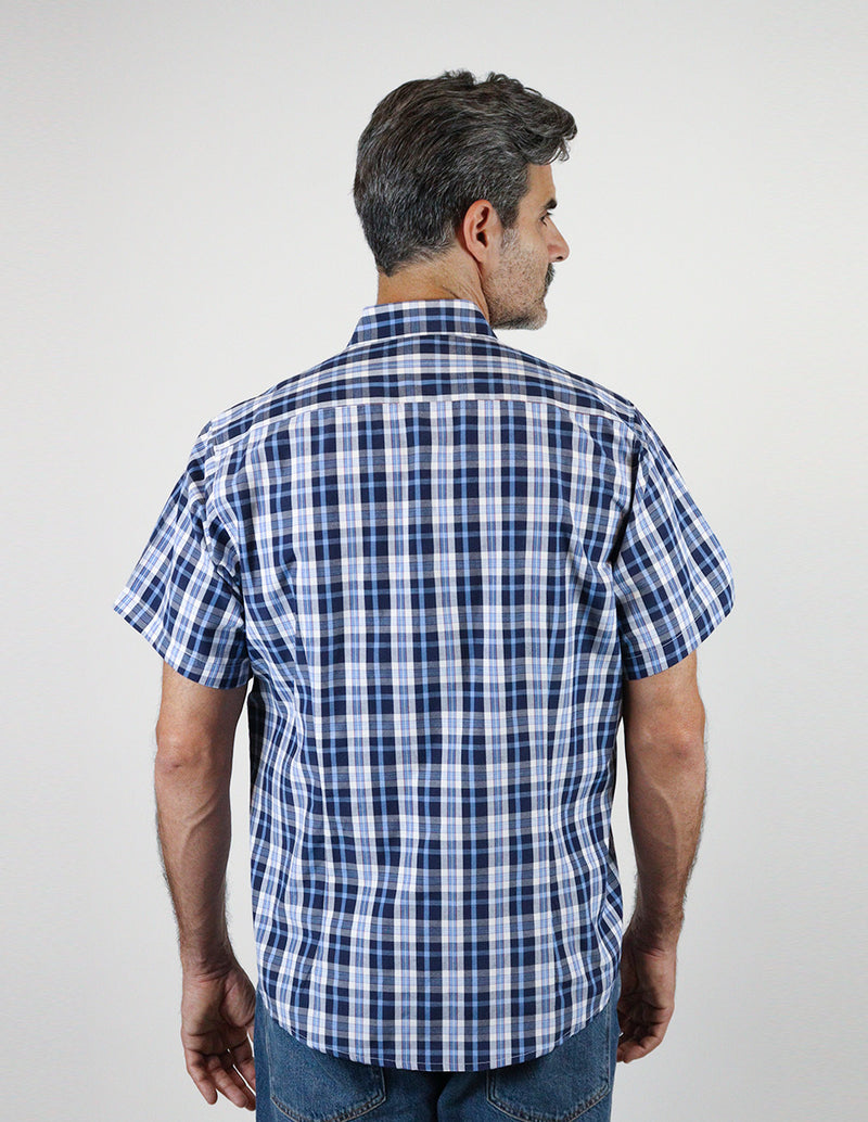 CAMISA MANGA CORTA AZUL CUADROS  REF 2306245