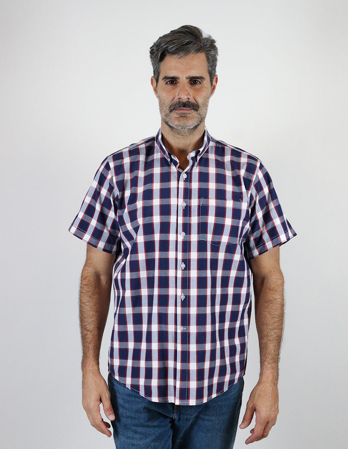 CAMISA MANGA CORTA ROJO CUADROS  REF 2306246