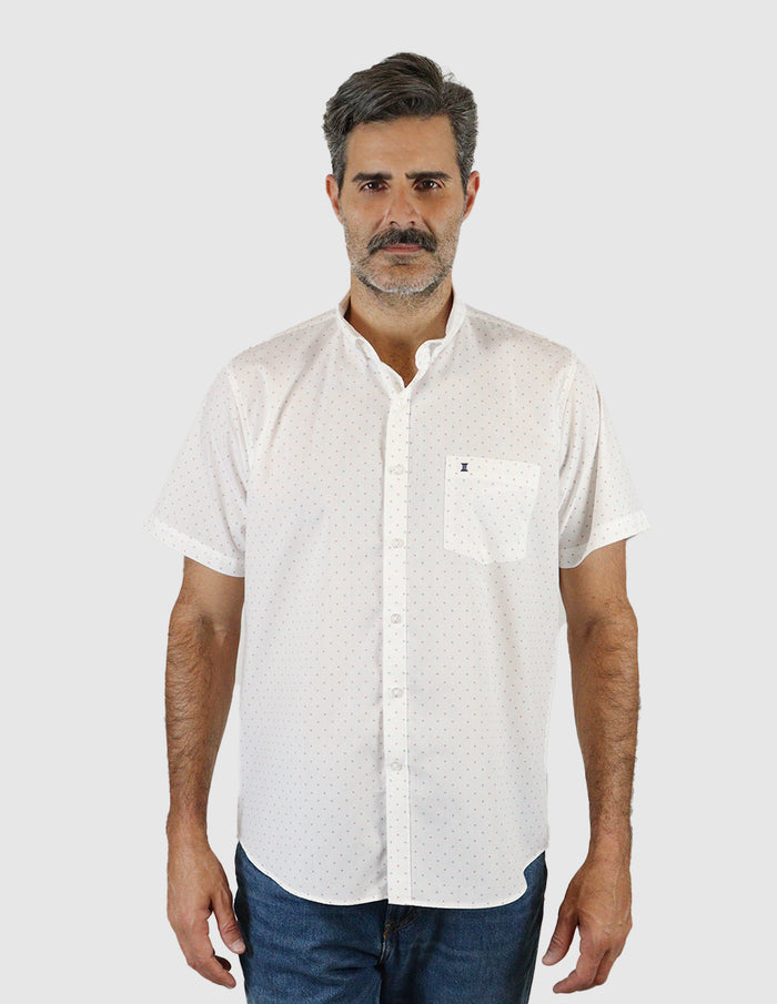 Camisa Manga Corta Blanco con Estampado | Marca Dioro para Hombre