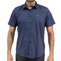 Camisa Estampada Azul Manga Corta 100% Algodón 2307275 - dioromx