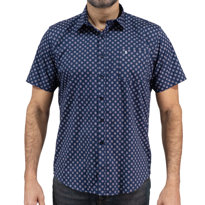 Camisa Estampada Azul Manga Corta 100% Algodón 2307275 - dioromx