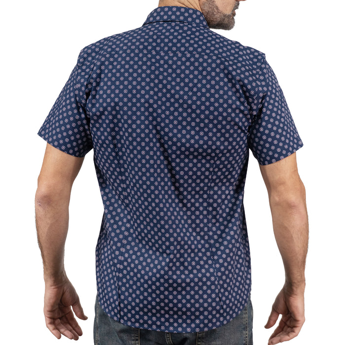 Camisa Estampada Azul Manga Corta 100% Algodón 2307275 - dioromx