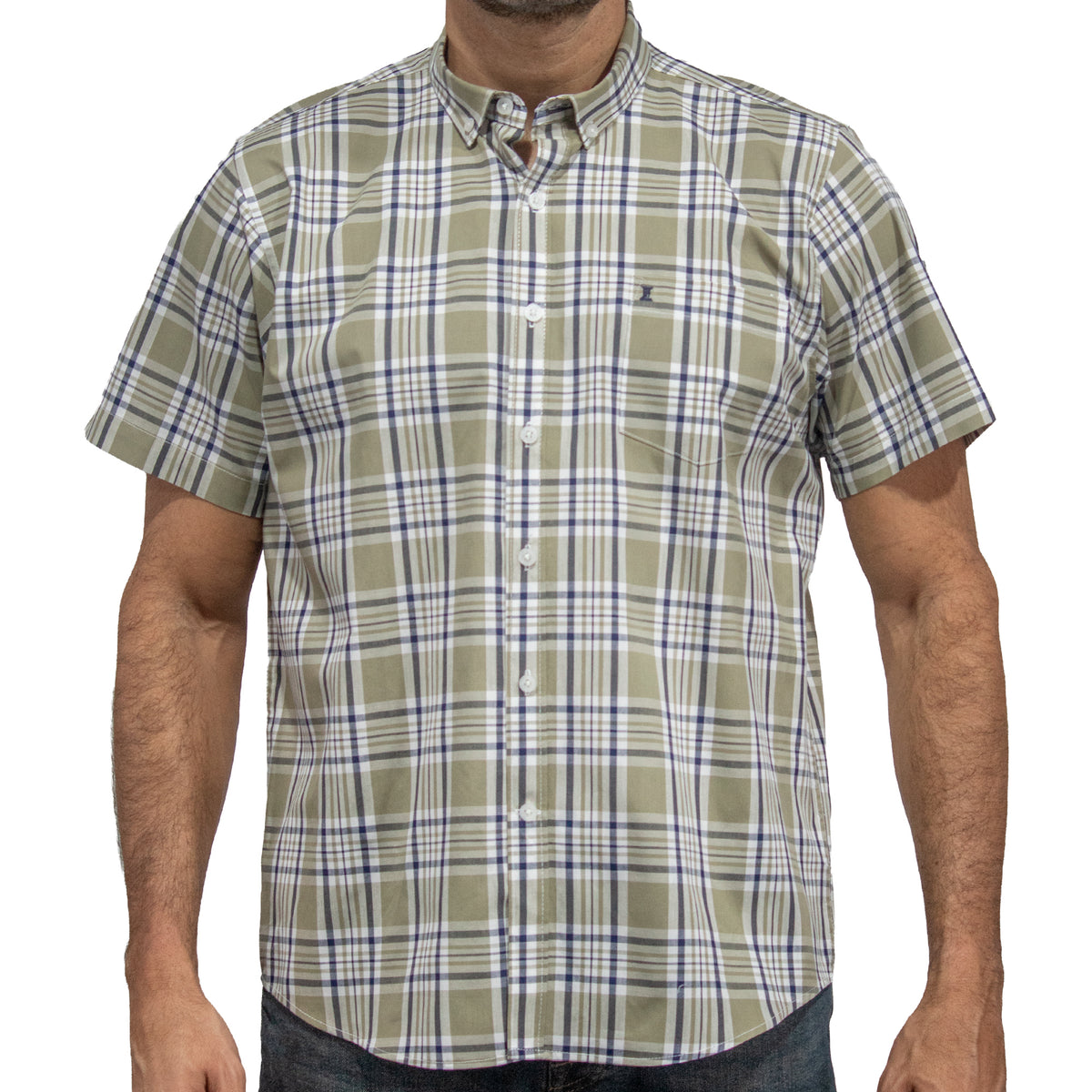 Camisa Cuadros Verde con Manga Corta 100% Algodón 2311605