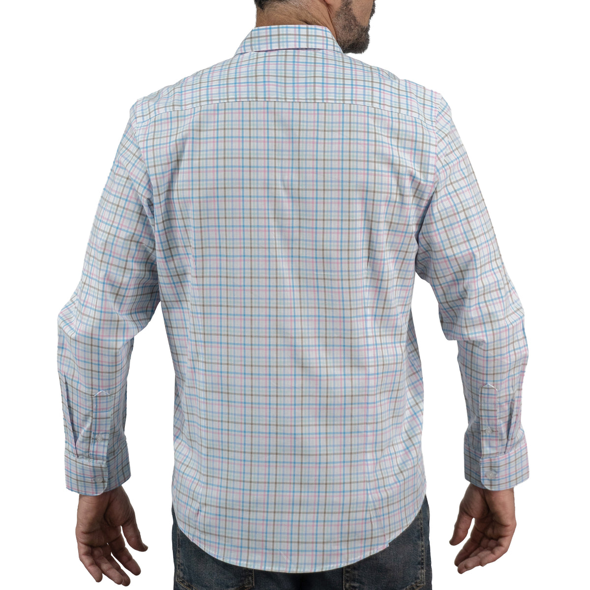 Camisa de Manga Larga Cuadros Azul 100% Algodón 2408034 - dioromx